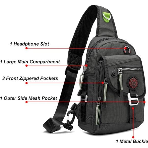 Sling Bag Chest Shoulder Backpack Crossbody Bags for iPad Tablet Outdoor Hiking - Picture 4 of 8